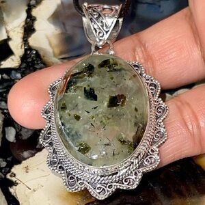 Beautiful Yellow Green Prehnite Pendant 2 1/4”